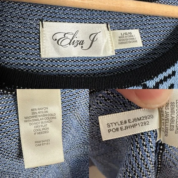 Eliza J Jacquard Flare Sweater Geometric Knit Dress Size Large - Picture 9 of 10